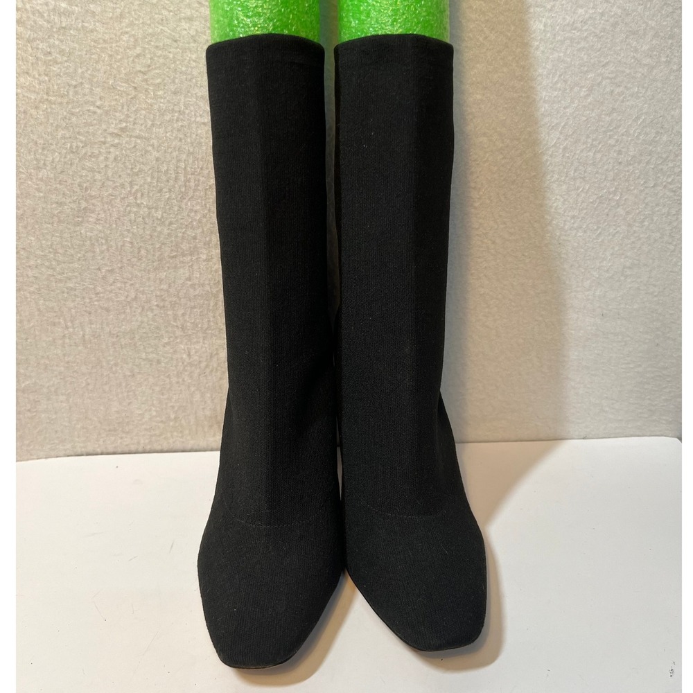 ALDO Black Knit Heeled Ankle Boots Size 9, Square Toe, Booties‎